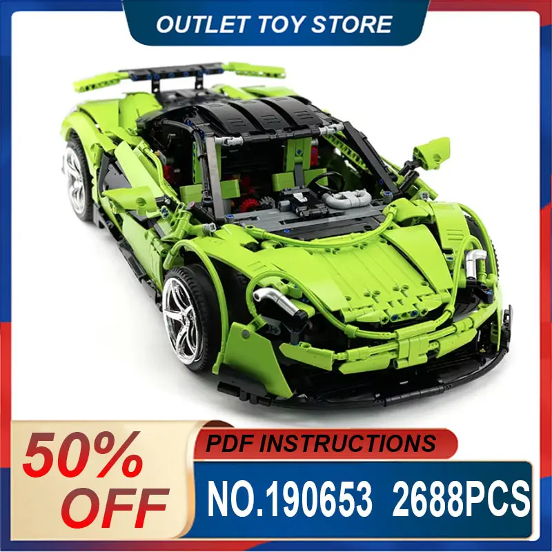 New MOC- 190653 Green Technica Super Sprots Car Model Limited Edition Building Blocks Brick DIY Luxury  Crafted And  Imaginative