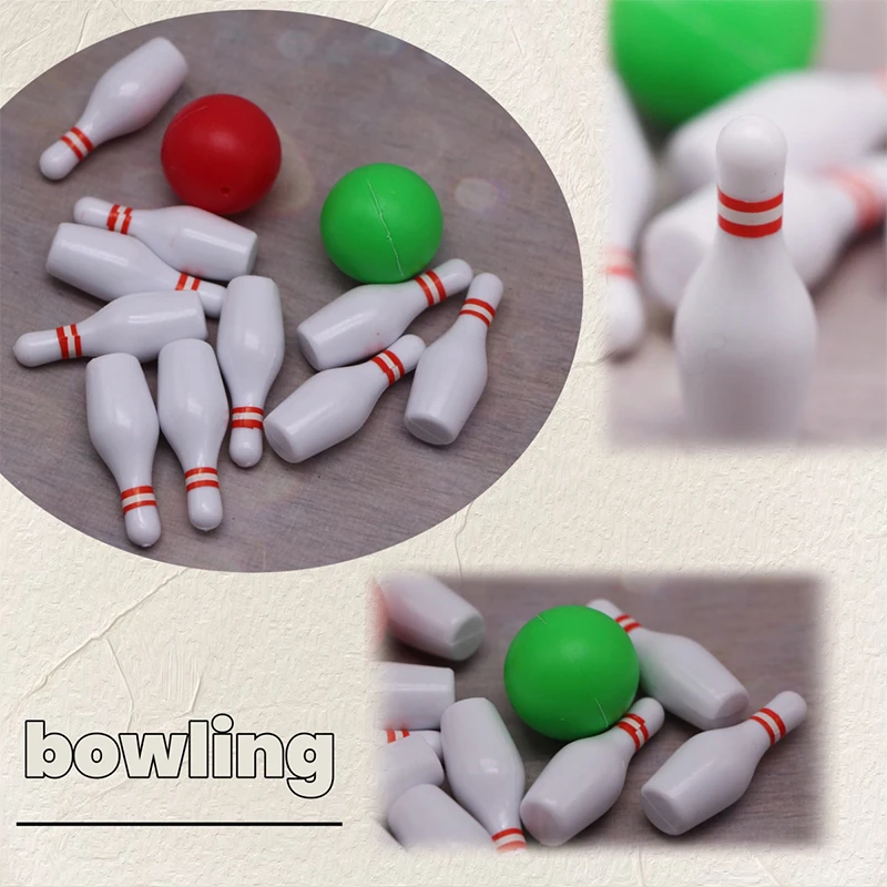 1/12 Simulazione casa delle bambole Palla da bowling Set Casa delle bambole Sport Stadio Scena Decor Puntelli Casa delle bambole Giochi all'aperto Accessori