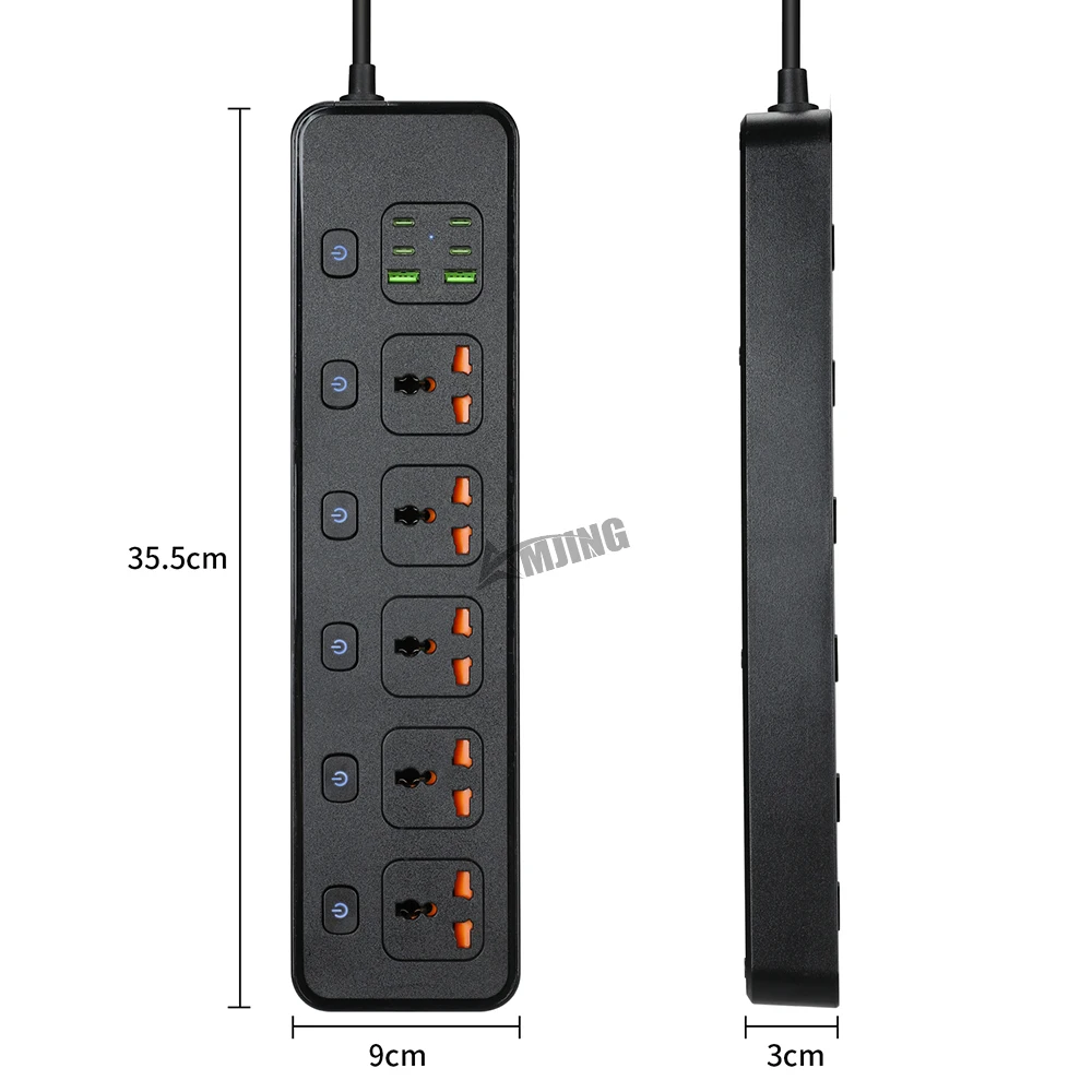 Imagem -05 - Universal Multi Outlet Strip Extensão Power Strip Reino Unido para ue Plug Adapter Soquete de Alta Capacidade 2m Cabo Line Board 13a 250v 3250w