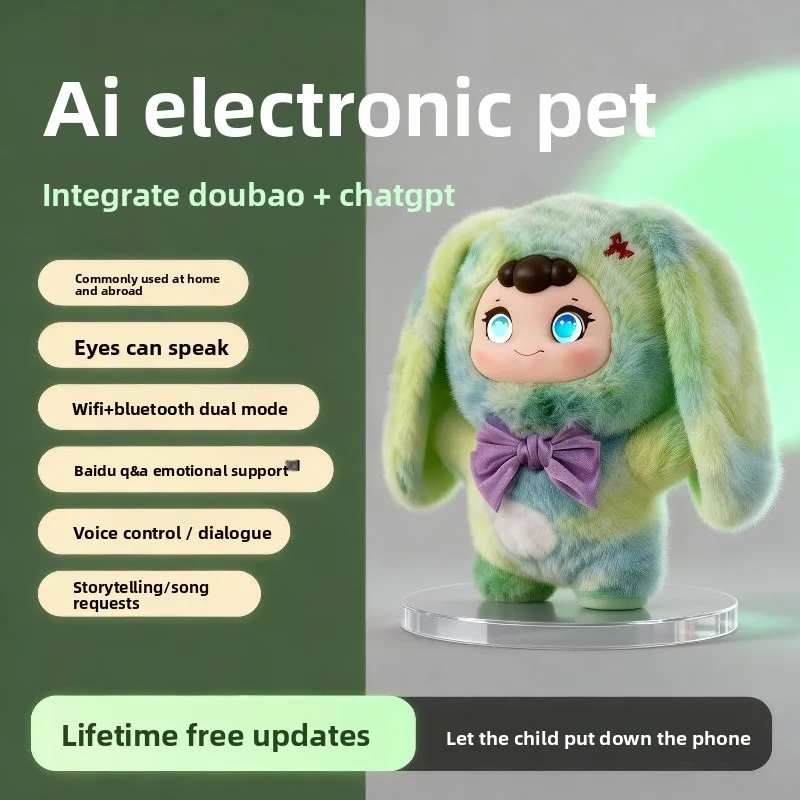 Ai intelligent voice conversation plush toy led eyes emotional companion doll robot electronic pet supports multiple languages