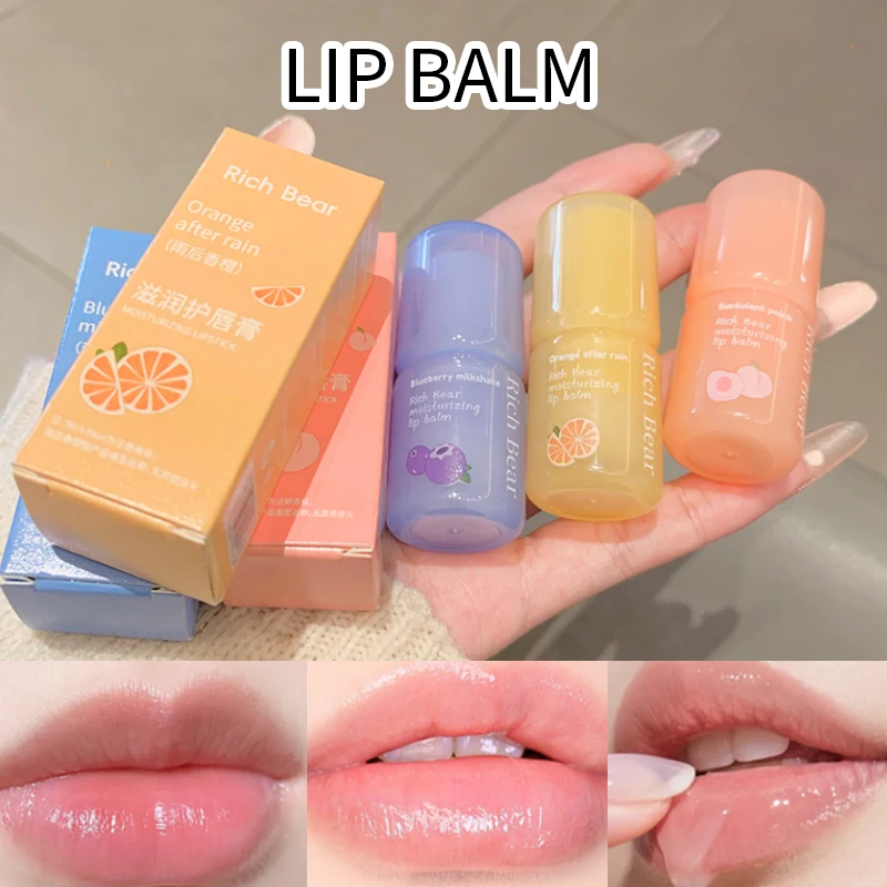 Richbear Lip Balm: Hydrating and Moisturizing Properties to Reduce Lip Wrinkles and Prevent Cracking, Ideal for Lip Care. A Must-Have in Winter, It's Also Suitable for Students and for Use during Korean-Style Anti-Makeup Looks.