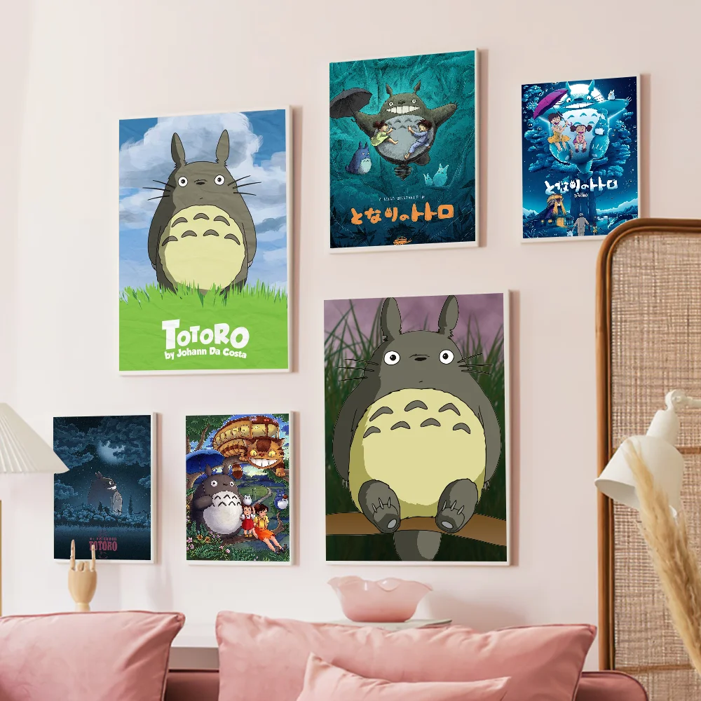 T-Totoro Studios Ghi-bli Self-adhesive Art Poster Retro Kraft Paper Sticker DIY Room Bar Cafe Vintage Decorative Painting