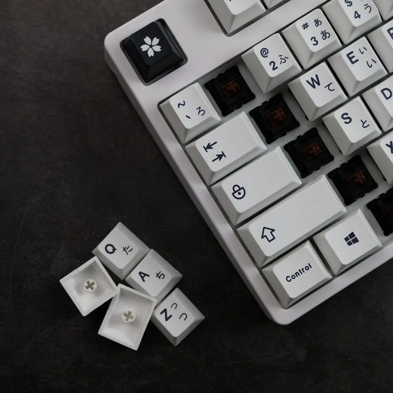 Minimalist White Black Style PBT keycaps For Mechanical keyboard Mx Switch Cherry Profile keycap Japanese keycap Custom GK61