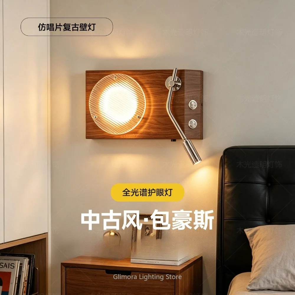 Record Wall Sconce for Bedroom, Retro Phonograph Art Design Light, Elegant Glowing Ornament for Living Room Music-Themed Decor