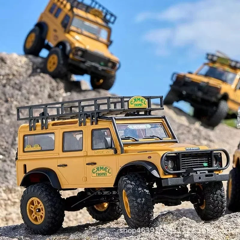 Fms fcx24m 1:24 copo de camelo simulação defensor 90/110 primeira geração range rover discovery escalada off road veículo presente