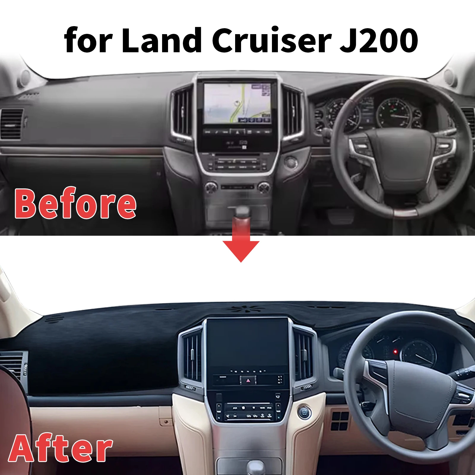 

for Toyota Land Cruiser J200 2008-2019 Dashboard Cover Sun Shade Protector Dashmat Anti-Glare UV Block Carpet Mat Dash Mat
