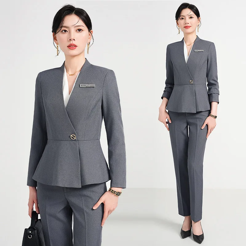 Hotel Uniform Autumn and Winter Temperament Business Formal Wear Suit Jewelry Shop Workwear2024New fashion outfit