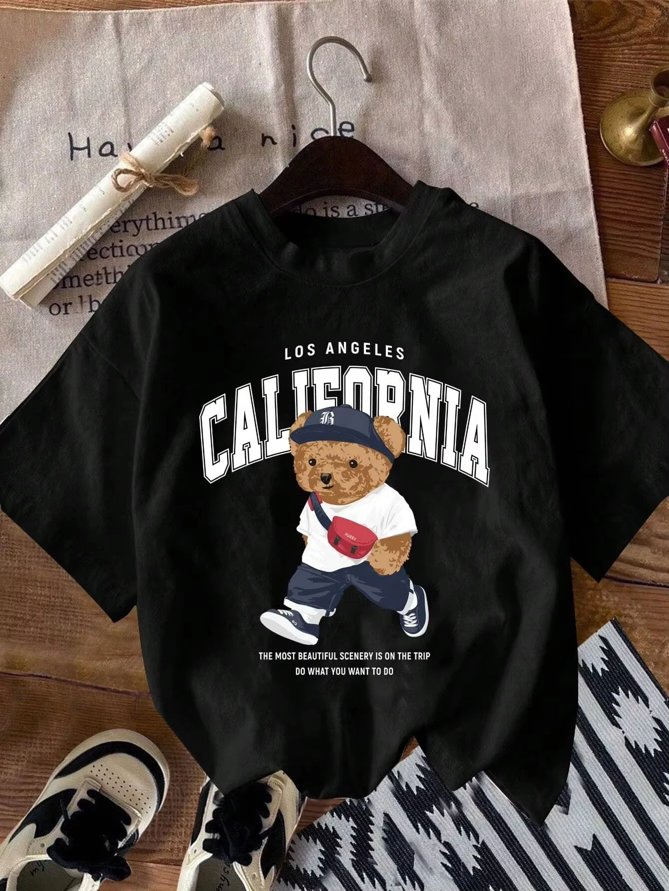 

California Bear Мужская и женская хлопковая футболка Элитный бренд Модный реп-топ большого размера Новые повседневные уличные классические футболки с короткими рукавами