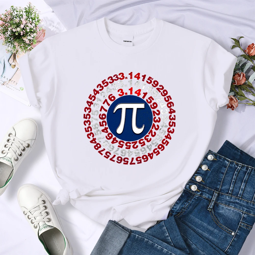 Funny Pi Π Spiral Mathematics Geometry Women T-Shirt Fashion Casual Tshirts Street Breathable Tee Shirt Hip Hop Summer T Shirts