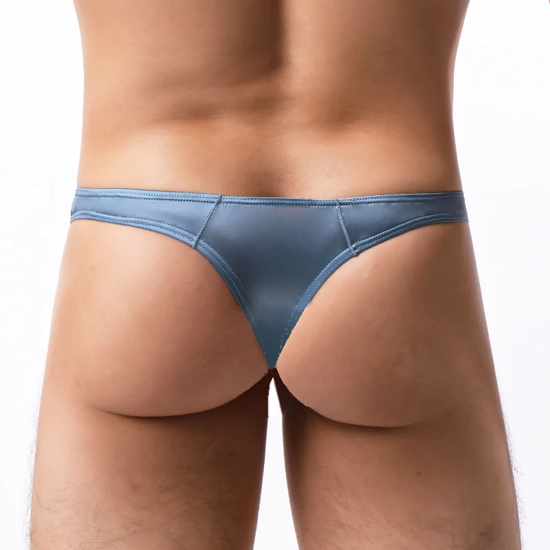 ملابس داخلية منتفخة للرجال من الساتان والحرير الجليدي اللامع سراويل داخلية مثيرة خفيفة الوزن على شكل حرف T من الخلف لرفع الورك Tangas De Homrbre سلسلة Japonais