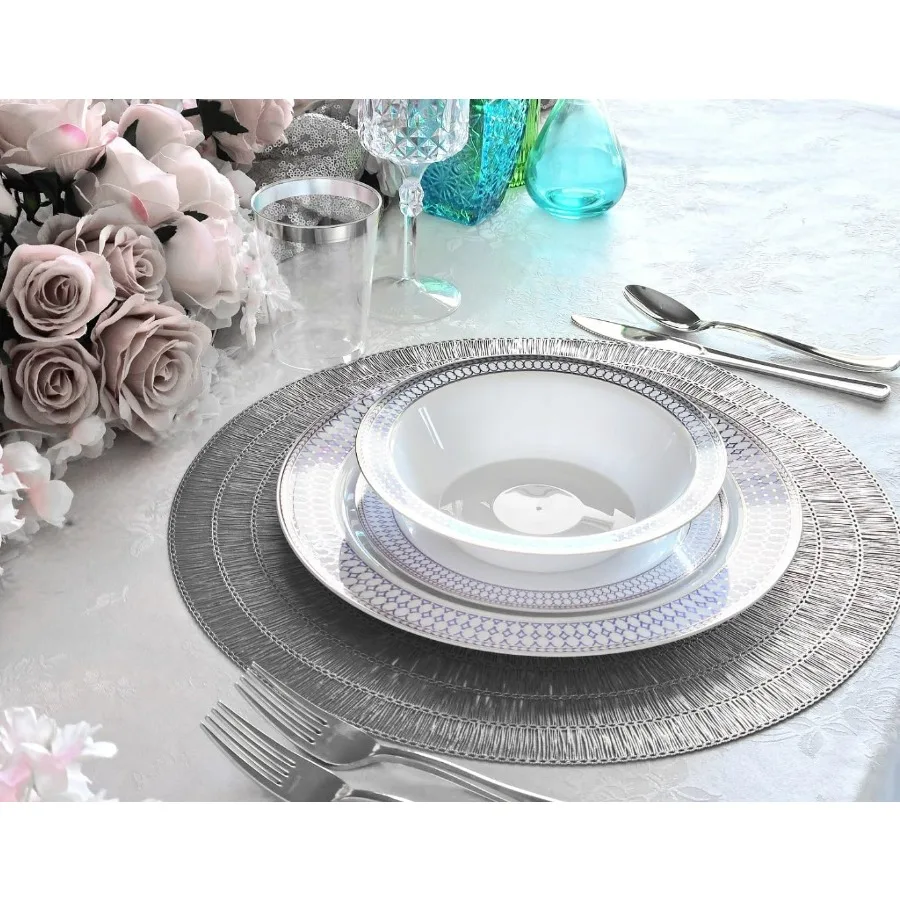 식탁용 센터피스 플레이스매트 40개 팩 세척 가능하고 청소가 쉬운 PVC 내열성 직조 비닐 테이블 매트