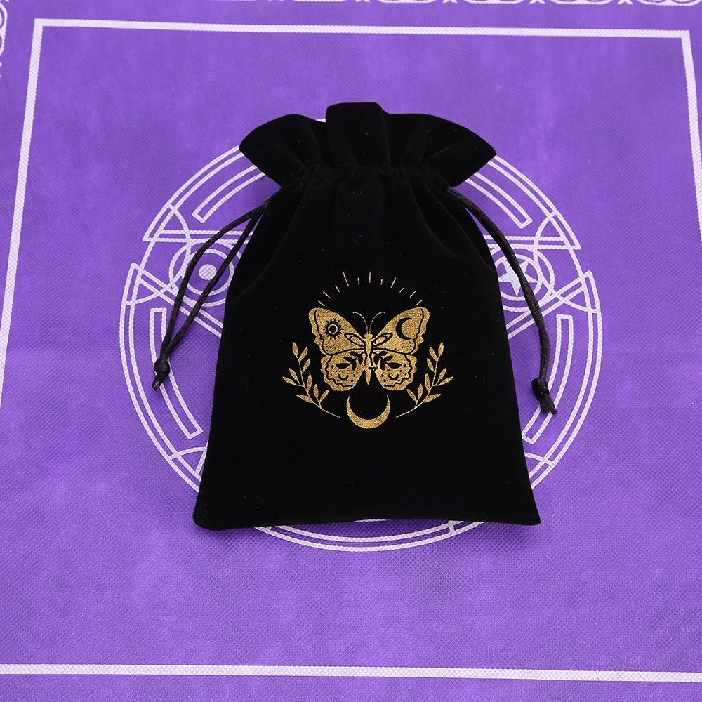 1 Stück 13 x 18 cm schwarzer Samt Tarot Tasche Oracle Karten Lagerung Runen Konstellation Hexe Wahrsagerei Zubehör Schmuck Würfelbeutel – Detail 26