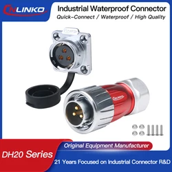 CNLINKO DH20 Waterproof Connector 2 3 4 5 7 9 12 pin Aviation Automotive Cable Connector Male Female Plug Socket IP68 Outdoor