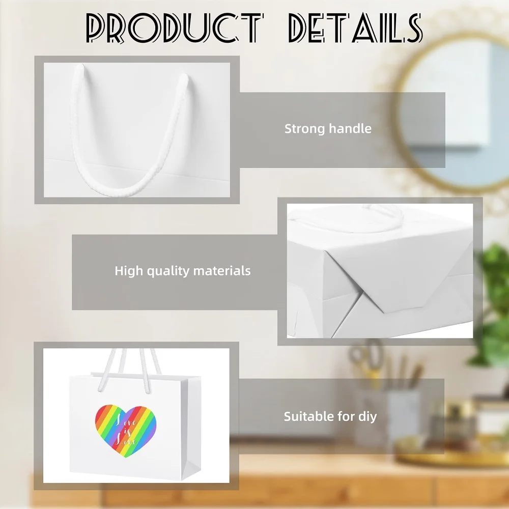 10PCS Thicken Paper Bags With Rope Handles for Party Gift Wrapping Favor Packing Gift Bags
