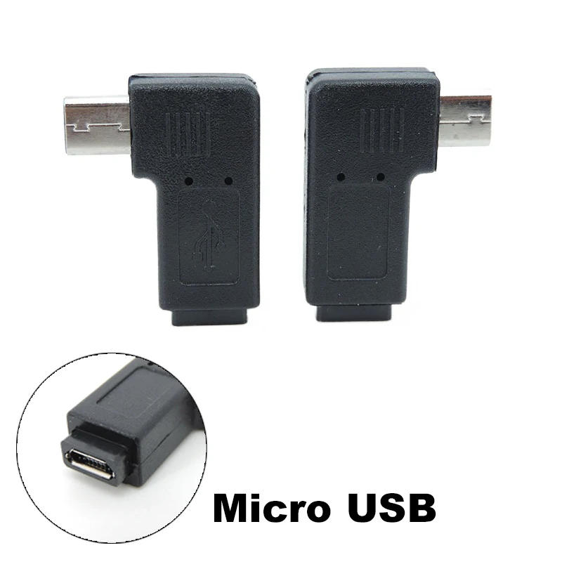 

90 градусов левый и правый угловой Micro USB разъем на Micro USB штекер Синхронизация данных переходник преобразователь питания штекер Micro USB 2,0 разъем