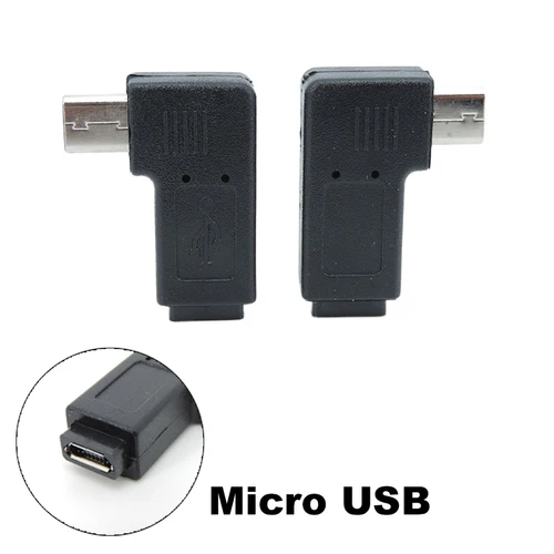 Imagen 1 del producto Adaptador de sincronización de datos Micro USB hembra a Micro USB macho en ángulo izquierdo y derecho de 90 grados, conector Micro USB 2,0