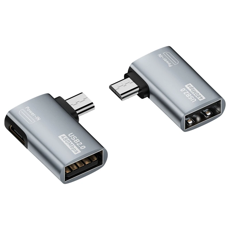 4K OTG Cable Adapter Power Supplied Micro-USB To USB With Angle Design. Suitable For Tablet, TV