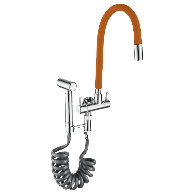 

Universal one in two out washing machine faucet one in two three-way angle valve rotatable balcony mop pool