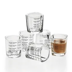 Espresso 2PCS Coffee Ounce Roasting Measuring Cup Glass 60ML Square Thickened Ounce Graduated Concentrated Simple Heat-resistant
