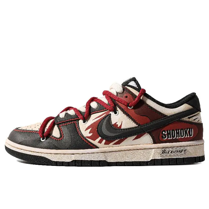 [Custom SHOHOKUS-BOX]Nike Dunk Low Top Skateboard Shoes GS Black Red - Image 2