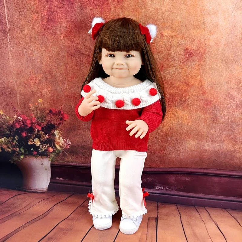 55cm Pinchable Reborn Doll Girl Children Bathing Companion Washable Toys Simulation Baby Doll Toddler Christmas New Year Gift