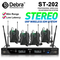 Debra ST-202 Professional Wireless In-Ear Monitor System, UHF Stereo, 560-590MHz for Drummers, Studios, Stage Performance