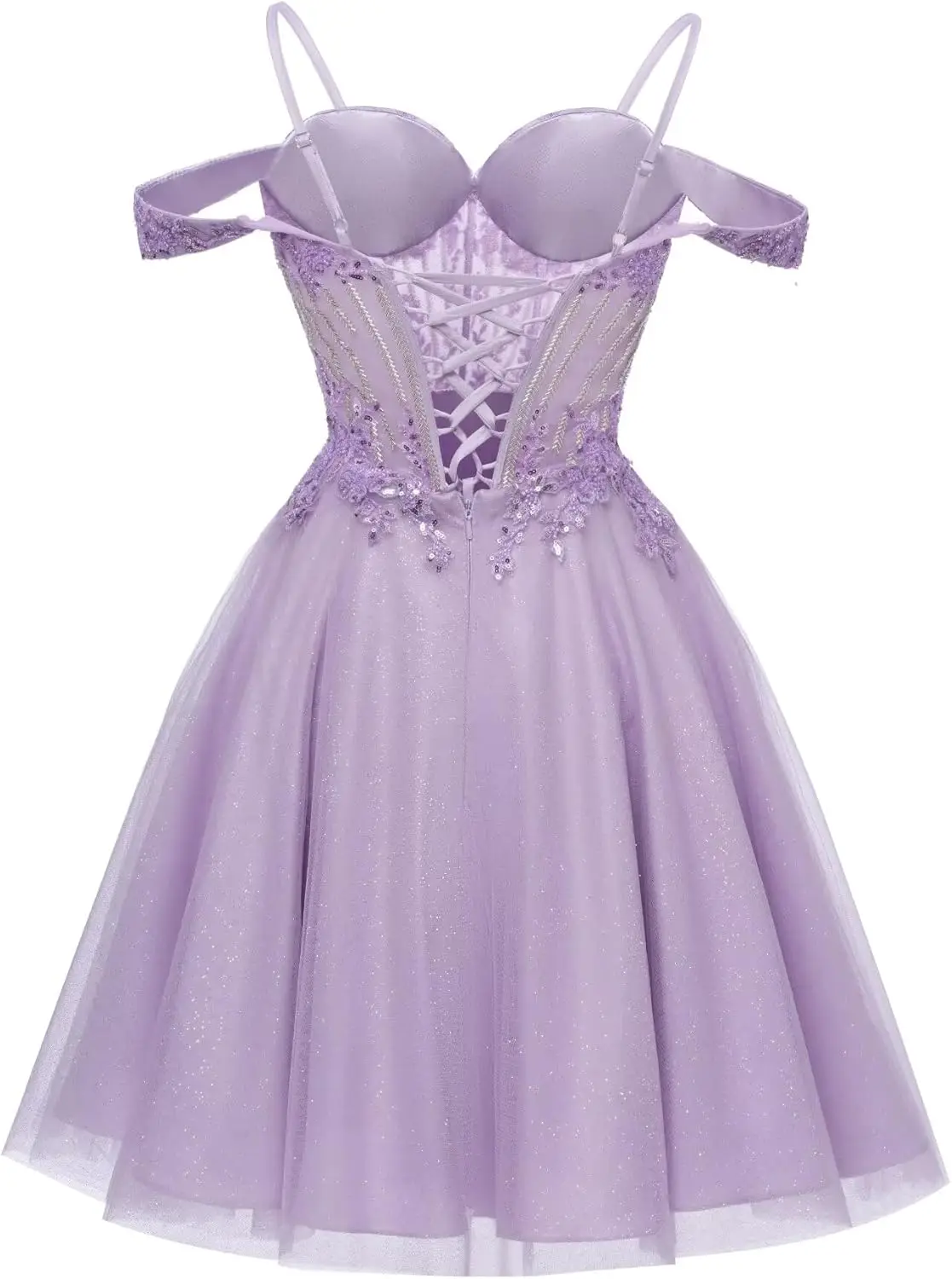 Abiti corti da ritorno a casa con spalle scoperte per adolescenti Abiti da cocktail in tulle con perline scintillanti 2025 RS210 sopra il ginocchio, mini