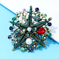 Heavy Industry Designer Starfish Brooch Pin with Ocean Theme Corsage for Women's Attire