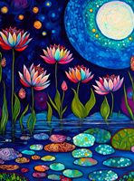 Waterlilies by Moonlight 150/300/500/1000 Piece Jigsaw Puzzle for Adults Artwork of Moonlit Waterlilies in Serene Birthday Gift
