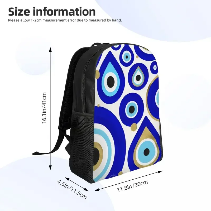 Customized Evil Eye Charms On White Backpack Women Men Casual Bookbag For College School Moroccan Nazar Bags MN1