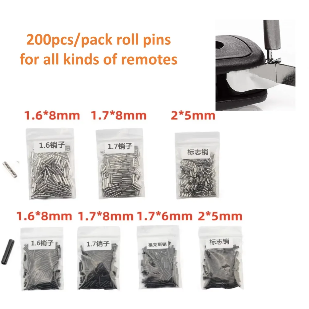 200 pièces broches en rouleau broche fixe 1.6mm 1.7mm broches de clé de voiture pour KD Xhorse oem télécommande pliante