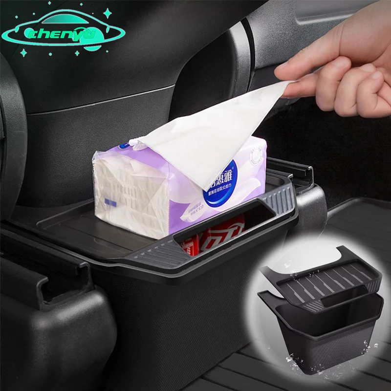 

Rear seat storage box suitable for Tesla Model Y Storing snacks and drinks with lid trash can car accessory