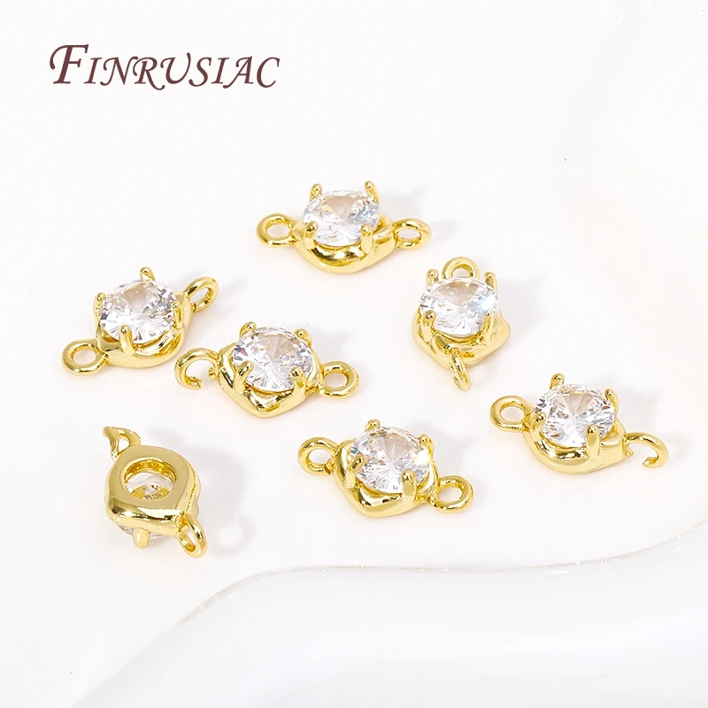 18K Gold Plated Zircon Crystal Decoration Connector Charms Accessories For Handmade DIY Women\'s Bracelet Earring Jewelry Making