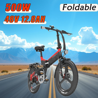 LANKELEISI G650 E-Bicycle motor 500W battery 48V12.8AH mini Hydraulic Brake e-bike adult foldable Off-road Tire Electric bicycle