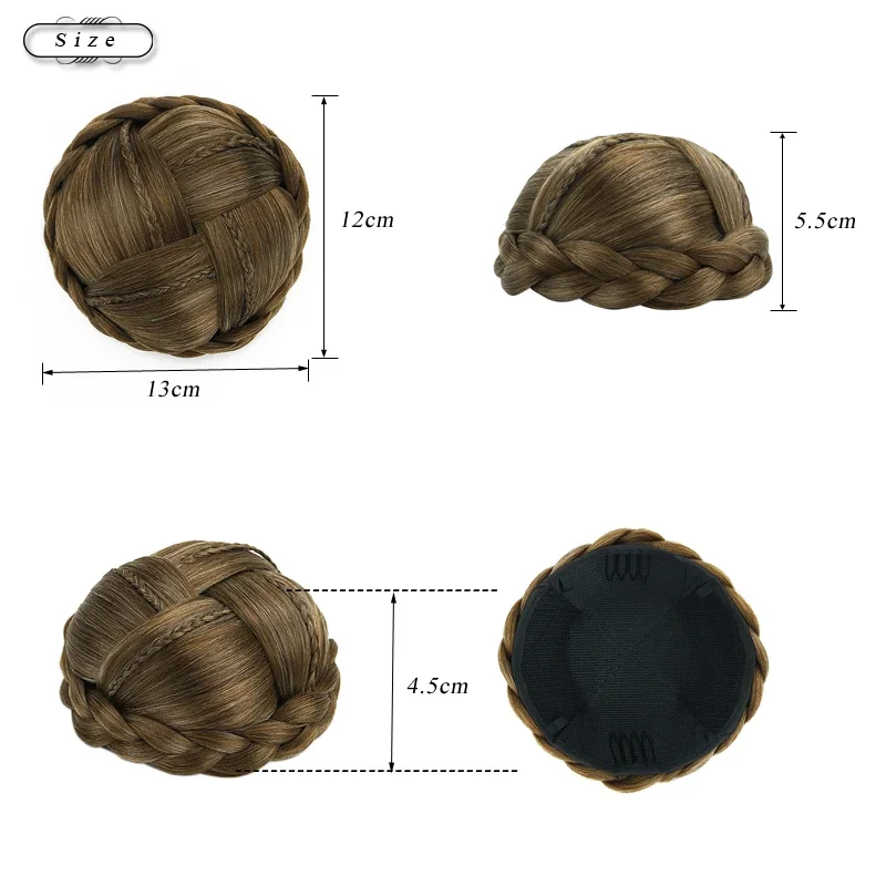 ACAG Braided Chignon Bun Cover Clip In Blonde Black Synthetic Hair Extension for Women Heat Resistant Fiber