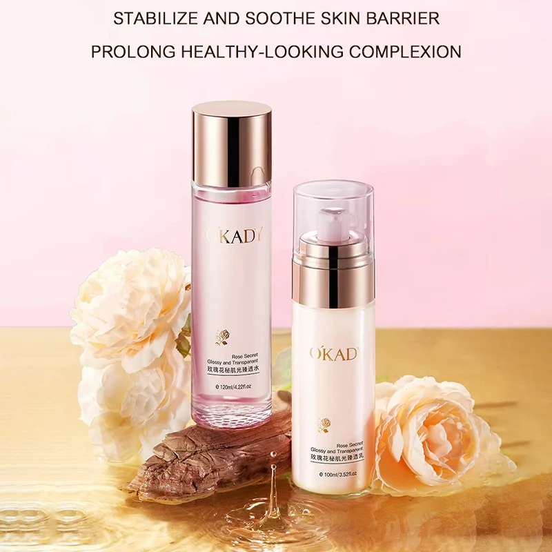 Nouvel ensemble de soins de la peau à la rose OKADY 2026 : Lotion tonifiante à la rose et crème hydr