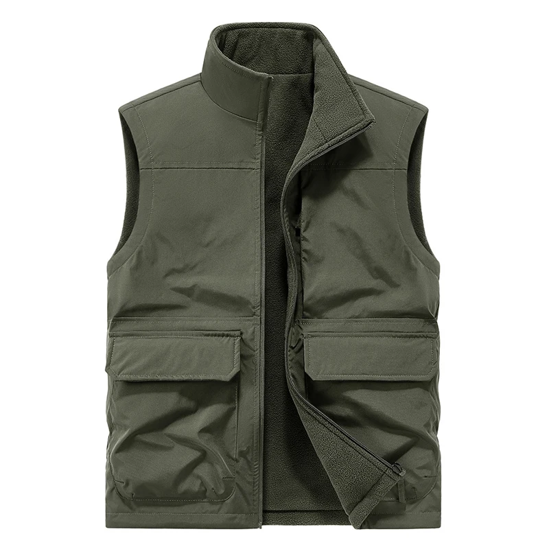Wendbare Ärmellose Jacke Herrenweste Wintermantel Dicke Warme Fleece-Arbeitskleidung Oberteil Cargo-Weste Windbreaker Neue Mode – Detail 12