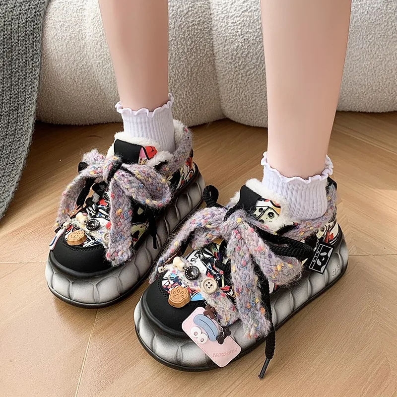 Kawaii damskie buty sportowe Comfoetable moda zimowa na co dzień designerskie damskie sportowe trampki oddychające buty deskorolkowe