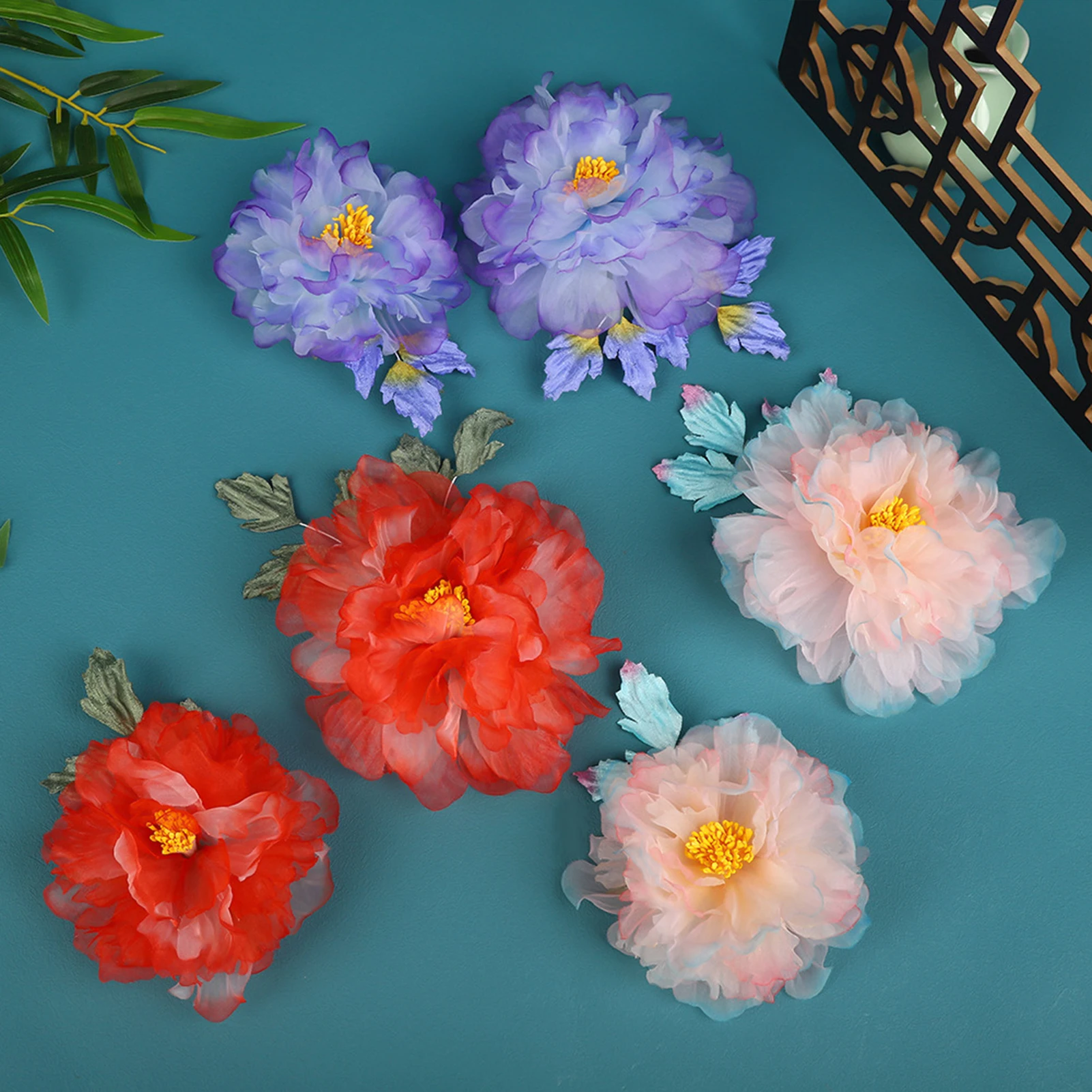 

1 Pair Flower Hairpin For Women Handmade Gauze Gradient Peony Hair Clip Elegant Fairy Floral Hair Pin Exquisite Hair Accessories