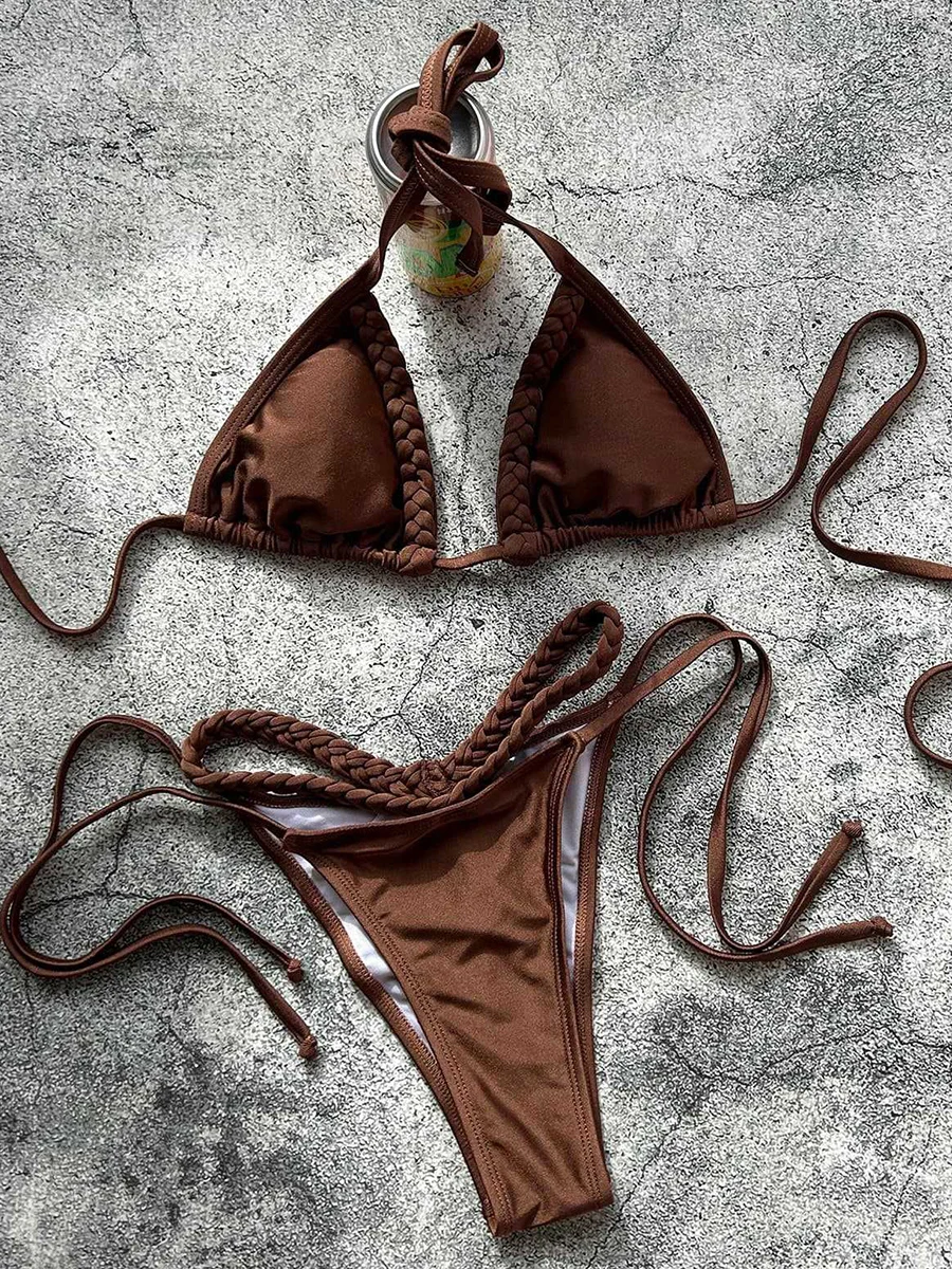 

Sexy Bikinis 2026 Thong Swimsuit Women Swimwear Micro Brazilian Bikini Set String Biquini Stripe Beachwear Female