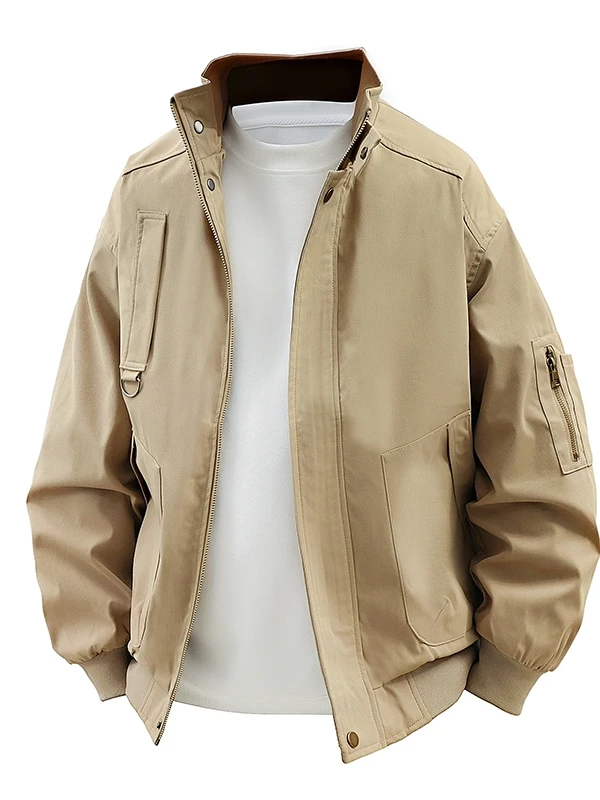 

Повседневная мужская куртка с воротником-стойкой, легкая, весенне-осенняя, модная, в корейском стиле, укороченная верхняя одежда