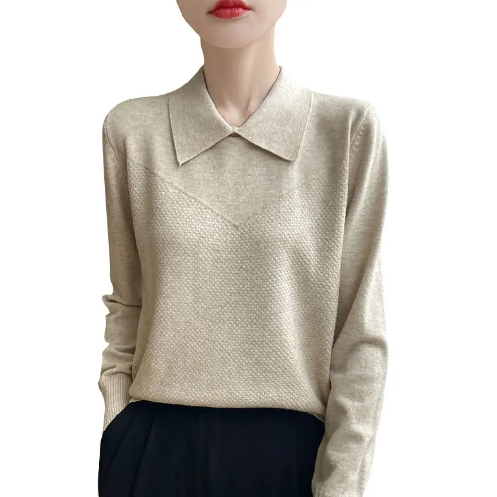 

Осенний женский свитер с воротником-поло в корейском стиле, женский базовый слой, верхняя оптовая продажа с фабрики