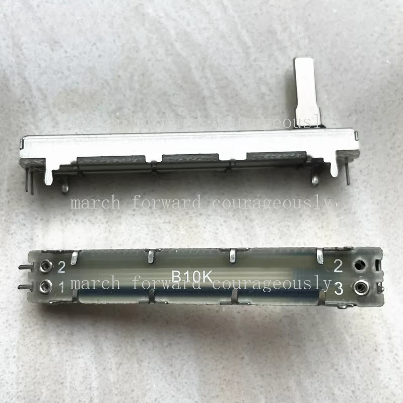10pcs 60mm sliding potentiometer resistance B10K single B10K sound card mixing console dimming console fader iron handle 15mm