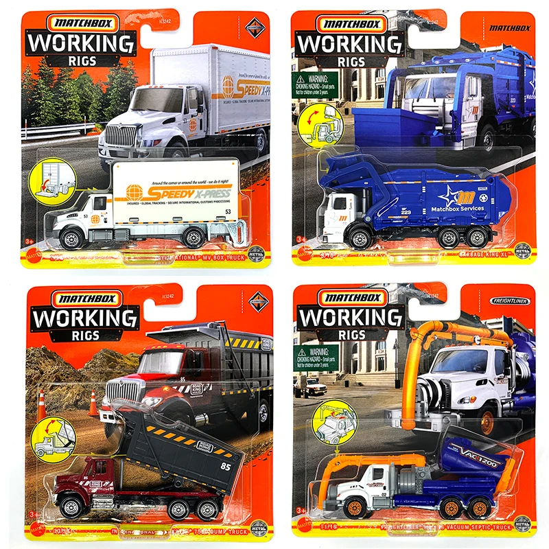 Original Matchbox Working Rigs Alloy Simulation Engineering Vehicle City Service Fleet Car Model Toys for Kids Rescue Collection