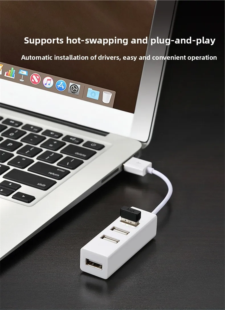 4-Port USB 2.0 Hub, USB-Verteiler Eins-zu-Vier, Mini-USB-Erweiterung für Laptop Desktop PC mit 15cm/100cm Kabellänge – Detail 3