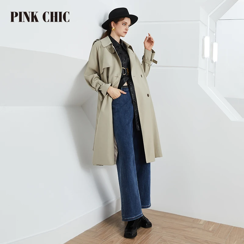 Imagem -03 - Breasted Duplo de Gola de Lapela Longa Feminino Grace Pendulares Britânica Trench Belt Rosa Chic Novo 802 Primavera Outono