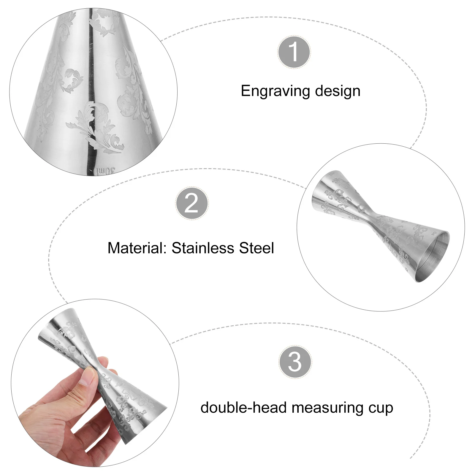 

1Pcs Stainless Steel Cocktail Jigger Double Head Measuring Cup Bartender Bar Tool Professional Home Bar Essential Ounce Cup