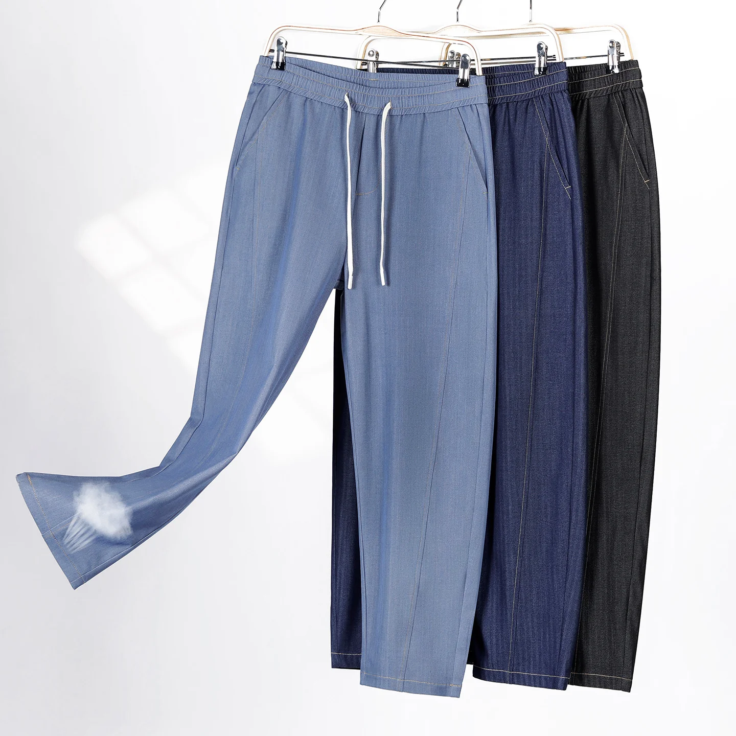 

Мужские летние джинсы 2026 года: высококачественные, тонкие, в полоску, с эластичным поясом, дышащие, прямого кроя, в стиле Y2K Harajuku, корейские брюки больших размеров M-5XL