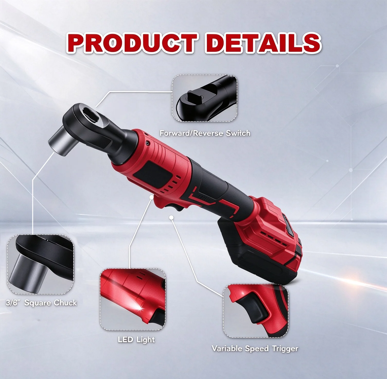 Cordless Brushless Ratchet Wrench 1/2 Inch 500N.M, Electric Impact Nut Driver Compatible with MiWQ 18V Battery, Automotive Repair Power Tools, Battery Not Included