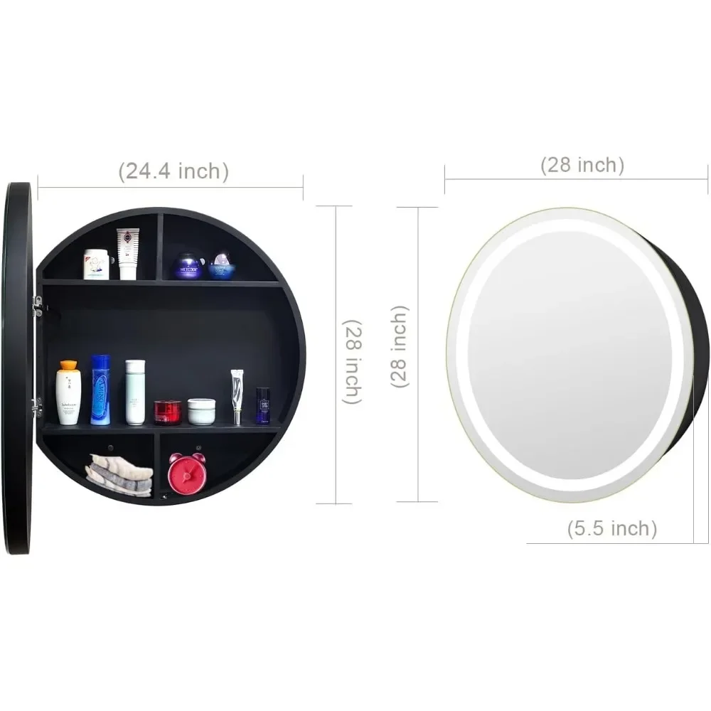 Illuminated Mirror Cabinet for Bathroom Anti-Fog Led Medicine Cabinet With Defogger Bath Mirrors Dimmable 